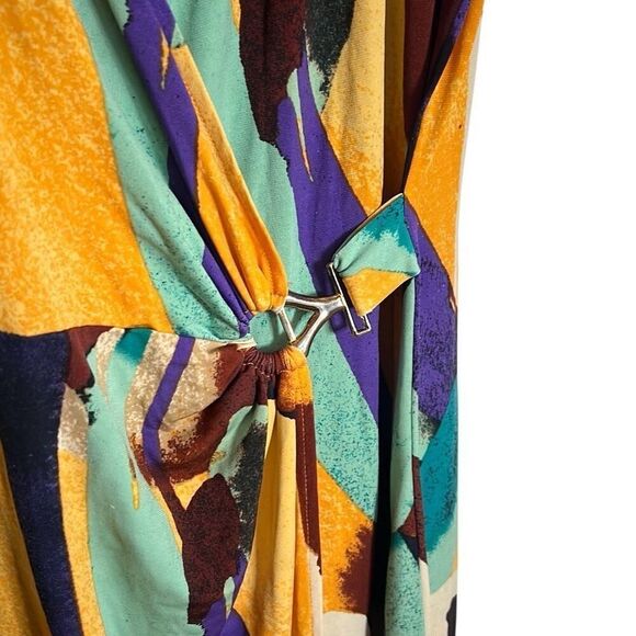 Alfani Cap Sleeve Stretch Surplice Neck Midi Wrap Dress Multicolor Medium - Picture 4 of 7